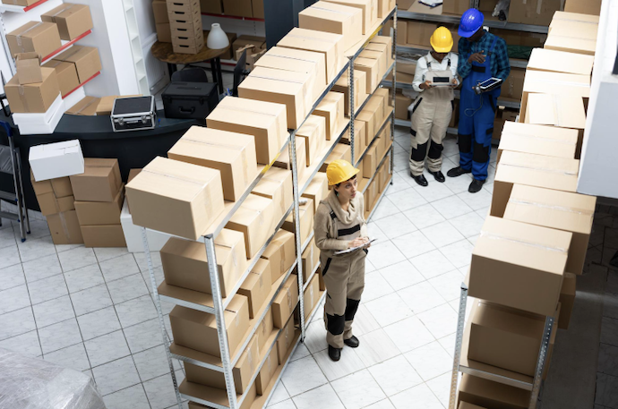 ทีมงานคลังสินค้าตรวจสอบสต๊อกและบันทึกข้อมูลสินค้า สะท้อนการบริหารซัปพลายเชน SME&nbsp;