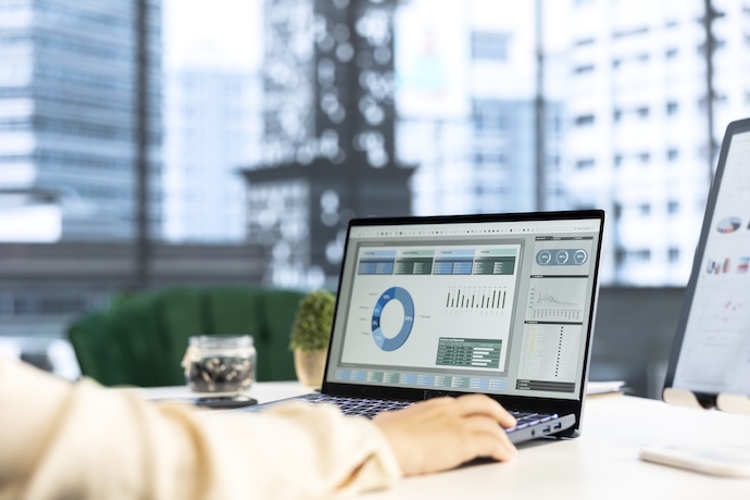 หน้าจอแสดงผลระบบบริหารโปรเจกต์ด้วยพนักงาน AI