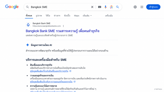 AI Overview ที่ดึงคำตอบมาใช้